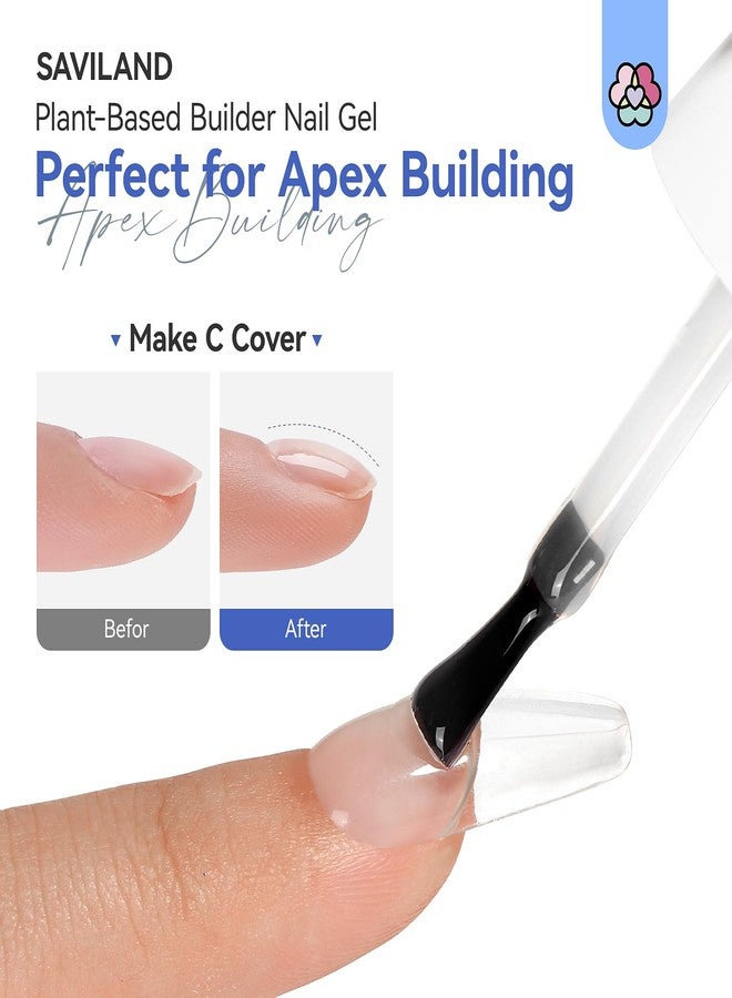 SAVILAND Clear Builder Nail Gel: 8 in 1 Gel Builder for Nails with Vitamin E & Castor Oil, Plant-Based Nail Strengthener Thickening Extension Gels in a Bottle Fix Curved Nails Home Nail Art DIY - Image 2
